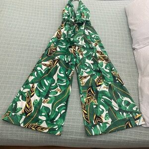 FARM Rio Green Leaf Pattern Jumpsuit